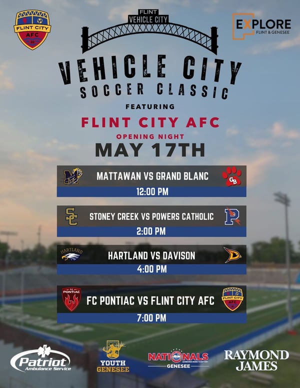 Explore Flint and Genesee and Flint City AFC Announce the Return of the Annual Vehicle City Soccer Classic, set for May 17, 2025, at the Historic Atwood Stadium!